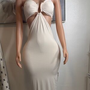 Oh Polly Cream Cutout Maxi Dress